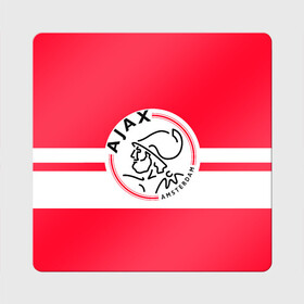 Магнит виниловый Квадрат с принтом AJAX AMSTERDAM в Петрозаводске, полимерный материал с магнитным слоем | размер 9*9 см, закругленные углы | ajax | amsterdam | football | holland | red | sport | team | white | амстердам | аякс | гол | голландия | красный | логотип | мяч | нидерланды | полосы | спорт | футбол