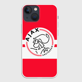 Чехол для iPhone 13 mini с принтом AJAX AMSTERDAM в Петрозаводске,  |  | ajax | amsterdam | football | holland | red | sport | team | white | амстердам | аякс | гол | голландия | красный | логотип | мяч | нидерланды | полосы | спорт | футбол