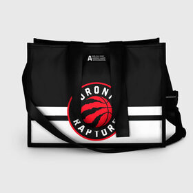 Сумка-шоппер 3D с принтом TORONTO RAPTORS в Петрозаводске, 100% полиэстер | застегивается на металлическую кнопку; внутренний карман застегивается на молнию. Стенки укреплены специальным мягким материалом, чтобы защитить содержимое от несильных ударов
 | basketball | canada | logo | nba | raptors | sport | team | toronto | usa | баскетбол | канада | логотип | мяч | нба | полосы | рэпторс | спорт | сша | торонто | черный