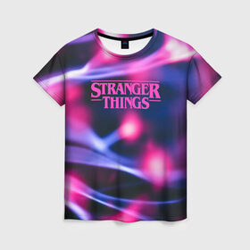 Женская футболка 3D с принтом STRANGER THINGS (S) в Петрозаводске, 100% полиэфир ( синтетическое хлопкоподобное полотно) | прямой крой, круглый вырез горловины, длина до линии бедер | stranger things | очень странные дела