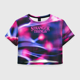 Женская футболка Crop-top 3D с принтом STRANGER THINGS (S) в Петрозаводске, 100% полиэстер | круглая горловина, длина футболки до линии талии, рукава с отворотами | stranger things | очень странные дела