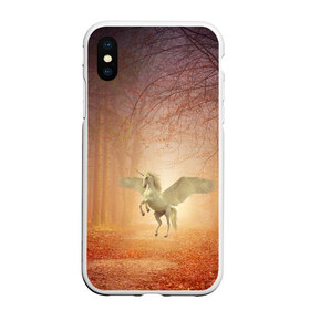 Чехол для iPhone XS Max матовый с принтом Единорог в Петрозаводске, Силикон | Область печати: задняя сторона чехла, без боковых панелей | единорог | единороги | животное | животные | кони | конь | крылья | крыльями | лес | лесной | лесные | лошади | лошадь | осенний | осень | пигас | пигасы