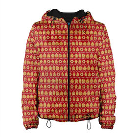 Женская куртка 3D с принтом Рождественское печенье в Петрозаводске, ткань верха — 100% полиэстер, подклад — флис | прямой крой, подол и капюшон оформлены резинкой с фиксаторами, два кармана без застежек по бокам, один большой потайной карман на груди. Карман на груди застегивается на липучку | 