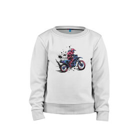 Детский свитшот хлопок с принтом Мотокросс в Петрозаводске, 100% хлопок | круглый вырез горловины, эластичные манжеты, пояс и воротник | moto | motocross | motorcycle | мото | мотокросс | мотоцикл | мотоциклист | мотоциклисты | мотоциклы | неон | череп | шлем