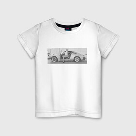 Детская футболка хлопок с принтом Porshe в Петрозаводске, 100% хлопок | круглый вырез горловины, полуприлегающий силуэт, длина до линии бедер | 911 | porshe | гоночный автомобиль | девушка и авто | немецкий автомобиль | порш