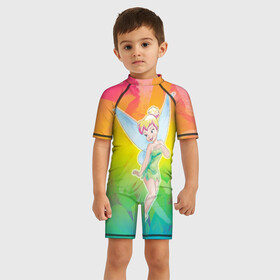 Детский купальный костюм 3D с принтом Tinker Bell Rainbow в Петрозаводске, Полиэстер 85%, Спандекс 15% | застежка на молнии на спине | peter pan | tink | tinker bell | динь | динь диинь | питер пен | питер пэн