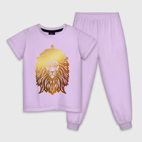 Детская пижама хлопок с принтом Лев в Петрозаводске, 100% хлопок |  брюки и футболка прямого кроя, без карманов, на брюках мягкая резинка на поясе и по низу штанин
 | horoscope | king | leo | lion | астрология | гороскоп | знак зодиака | император | июль | король | корона | лев | месяц рождения | подарок для льва | правитель | царь