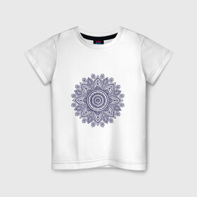 Детская футболка хлопок с принтом Хнойный цветок в Петрозаводске, 100% хлопок | круглый вырез горловины, полуприлегающий силуэт, длина до линии бедер | арт | вектис | вектор | рисунок | синий | хна | хной | хноя | цветок