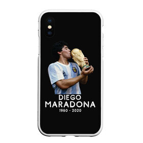 Чехол для iPhone XS Max матовый с принтом Diego Maradona в Петрозаводске, Силикон | Область печати: задняя сторона чехла, без боковых панелей | 10 | 1960 | 2020 | argentina | barcelona | diego | football | legend | leo | lionel | maradona | messi | retro | rip | soccer | аргентина | барселона | бога | диего | легенда | лионель | марадона | месси | мяч | ретро | рука | форма | футбол