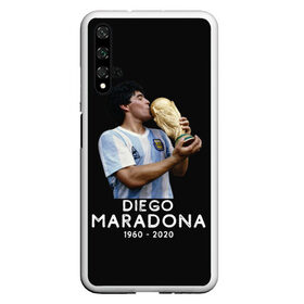 Чехол для Honor 20 с принтом Diego Maradona в Петрозаводске, Силикон | Область печати: задняя сторона чехла, без боковых панелей | 10 | 1960 | 2020 | argentina | barcelona | diego | football | legend | leo | lionel | maradona | messi | retro | rip | soccer | аргентина | барселона | бога | диего | легенда | лионель | марадона | месси | мяч | ретро | рука | форма | футбол