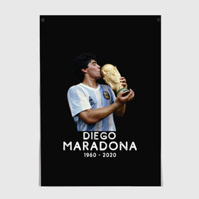 Постер с принтом Diego Maradona в Петрозаводске, 100% бумага
 | бумага, плотность 150 мг. Матовая, но за счет высокого коэффициента гладкости имеет небольшой блеск и дает на свету блики, но в отличии от глянцевой бумаги не покрыта лаком | Тематика изображения на принте: 10 | 1960 | 2020 | argentina | barcelona | diego | football | legend | leo | lionel | maradona | messi | retro | rip | soccer | аргентина | барселона | бога | диего | легенда | лионель | марадона | месси | мяч | ретро | рука | форма | футбол