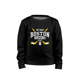 Детский свитшот хлопок с принтом Бостон Брюинз в Петрозаводске, 100% хлопок | круглый вырез горловины, эластичные манжеты, пояс и воротник | boston | boston bruins | bruins | hockey | nhl | usa | бостон | бостон брюинз | нхл | спорт | сша | хоккей | шайба