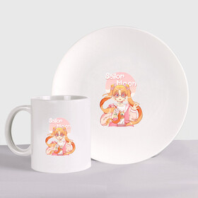 Набор: тарелка + кружка с принтом Sailor Moon Coffee в Петрозаводске, керамика | Кружка: объем — 330 мл, диаметр — 80 мм. Принт наносится на бока кружки, можно сделать два разных изображения. 
Тарелка: диаметр - 210 мм, диаметр для нанесения принта - 120 мм. | Тематика изображения на принте: anime | animegirl | cute | kavai | kavaii | madara | manga | sailor | sailorchibimoon | sailorjupiter | sailormars | sailormercury | sailormoon | sailormooncrystal | sailorvenus | usagi | usagitsukino | аниме | анимесейлормун | каваи | сейлормун
