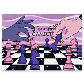 Поздравительная открытка с принтом The Queens Gambit в Петрозаводске, 100% бумага | плотность бумаги 280 г/м2, матовая, на обратной стороне линовка и место для марки
 | beth harmon | chess | queens gambit | the queens gambit | аня тейлор джой | бет хармон | нетфликс | ход королевы | шахматы