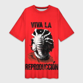Платье-футболка 3D с принтом VIVA LA в Петрозаводске,  |  | 426 | alien | black | horror | predator | print | space | ufo | инопланитянин | космос | нло | принт | ужасы | хищник | черная | чужие | чужой