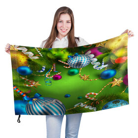Флаг 3D с принтом Новогодние игрушки! в Петрозаводске, 100% полиэстер | плотность ткани — 95 г/м2, размер — 67 х 109 см. Принт наносится с одной стороны | 