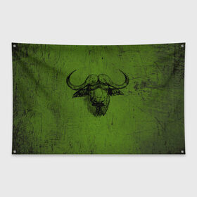 Флаг-баннер с принтом Бык в Петрозаводске, 100% полиэстер | размер 67 х 109 см, плотность ткани — 95 г/м2; по краям флага есть четыре люверса для крепления | 2021 | bull | бык | год быка | животное | новый год | рога