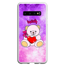 Чехол для Samsung Galaxy S10 с принтом Lovely bear в Петрозаводске, Силикон | Область печати: задняя сторона чехла, без боковых панелей | Тематика изображения на принте: bear | love is | teddy | богиня | валентина | влюбленный | девушке | дочь | жена | игрушка | лучшая | любимая | люблю | мама | марта | медведь | медведь с сердцем | медвежата | мишка тедди | плюшевые | подарок