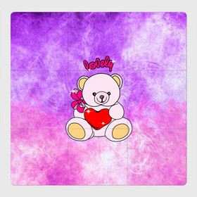 Магнитный плакат 3Х3 с принтом Lovely bear в Петрозаводске, Полимерный материал с магнитным слоем | 9 деталей размером 9*9 см | Тематика изображения на принте: bear | love is | teddy | богиня | валентина | влюбленный | девушке | дочь | жена | игрушка | лучшая | любимая | люблю | мама | марта | медведь | медведь с сердцем | медвежата | мишка тедди | плюшевые | подарок