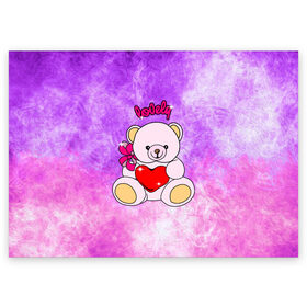 Поздравительная открытка с принтом Lovely bear в Петрозаводске, 100% бумага | плотность бумаги 280 г/м2, матовая, на обратной стороне линовка и место для марки
 | Тематика изображения на принте: bear | love is | teddy | богиня | валентина | влюбленный | девушке | дочь | жена | игрушка | лучшая | любимая | люблю | мама | марта | медведь | медведь с сердцем | медвежата | мишка тедди | плюшевые | подарок