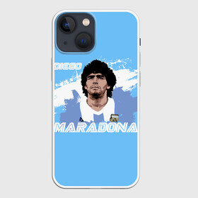 Чехол для iPhone 13 mini с принтом Диего Марадона в Петрозаводске,  |  | diego | diego armando maradona | maradona | аргентина | диего | король | легенда | марадона | нападающий | полузащитник | футбол | футболист