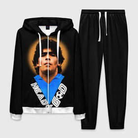Мужской костюм 3D с принтом Diego Maradona в Петрозаводске, 100% полиэстер | Манжеты и пояс оформлены тканевой резинкой, двухслойный капюшон со шнурком для регулировки, карманы спереди | diego | diego armando maradona | legend | maradona | аргентина | диего | король | легенда | марадона | нападающий | полузащитник | футбол | футболист