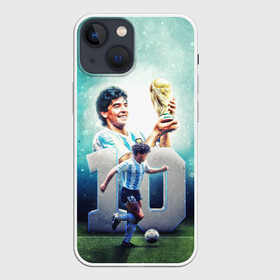 Чехол для iPhone 13 mini с принтом 10 number в Петрозаводске,  |  | 10 номер | diego | football | maradona | maradonna | арегнтина | бога | диего | марадона | марадонна | ретро | рука | сборная аргентины | футбол | футболист