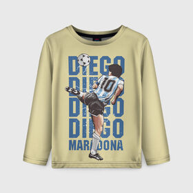 Детский лонгслив 3D с принтом Diego Diego в Петрозаводске, 100% полиэстер | длинные рукава, круглый вырез горловины, полуприлегающий силуэт
 | 10 номер | diego | football | maradona | maradonna | арегнтина | бога | диего | марадона | марадонна | ретро | рука | сборная аргентины | футбол | футболист
