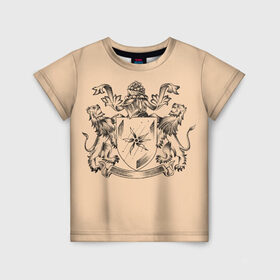 Детская футболка 3D с принтом Геральдика в Петрозаводске, 100% гипоаллергенный полиэфир | прямой крой, круглый вырез горловины, длина до линии бедер, чуть спущенное плечо, ткань немного тянется | геральдика | гербы | графика. | доспехи | львы | морская звезда