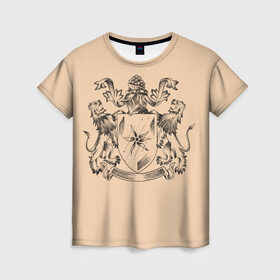 Женская футболка 3D с принтом Геральдика в Петрозаводске, 100% полиэфир ( синтетическое хлопкоподобное полотно) | прямой крой, круглый вырез горловины, длина до линии бедер | геральдика | гербы | графика. | доспехи | львы | морская звезда