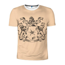 Мужская футболка 3D спортивная с принтом Геральдика в Петрозаводске, 100% полиэстер с улучшенными характеристиками | приталенный силуэт, круглая горловина, широкие плечи, сужается к линии бедра | геральдика | гербы | графика. | доспехи | львы | морская звезда