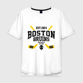 Мужская футболка хлопок Oversize с принтом Бостон Брюинз в Петрозаводске, 100% хлопок | свободный крой, круглый ворот, “спинка” длиннее передней части | Тематика изображения на принте: boston | boston bruins | bruins | hockey | nhl | usa | бостон | бостон брюинз | нхл | спорт | сша | хоккей | шайба