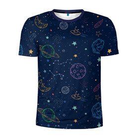 Мужская футболка 3D спортивная с принтом Космический узор в Петрозаводске, 100% полиэстер с улучшенными характеристиками | приталенный силуэт, круглая горловина, широкие плечи, сужается к линии бедра | cosmos | space | звезды | космический | космос | небо | патерн | паттерн | узор