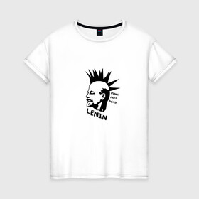 Женская футболка хлопок с принтом Ленин - панк в Петрозаводске, 100% хлопок | прямой крой, круглый вырез горловины, длина до линии бедер, слегка спущенное плечо | punk | punk not dead | известная личность | история | ленин | панк | прикол | ретро | советский | ссср | юмор