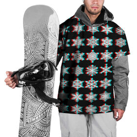 Накидка на куртку 3D с принтом Снежинки Glitch в Петрозаводске, 100% полиэстер |  | Тематика изображения на принте: 