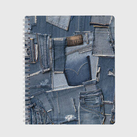 Тетрадь с принтом Jeans life в Петрозаводске, 100% бумага | 48 листов, плотность листов — 60 г/м2, плотность картонной обложки — 250 г/м2. Листы скреплены сбоку удобной пружинной спиралью. Уголки страниц и обложки скругленные. Цвет линий — светло-серый
 | cool | fashion | hype | jeans | texture | vanguard | авангард | круто | мода | текстура | хайп
