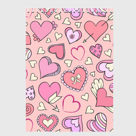 Скетчбук с принтом Розовые сердечки в Петрозаводске, 100% бумага
 | 48 листов, плотность листов — 100 г/м2, плотность картонной обложки — 250 г/м2. Листы скреплены сверху удобной пружинной спиралью | для девочек | любимой | любовь | розовое | романтика | сердечки | сердечко | сердце