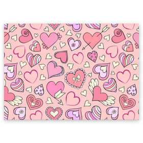 Поздравительная открытка с принтом Розовые сердечки в Петрозаводске, 100% бумага | плотность бумаги 280 г/м2, матовая, на обратной стороне линовка и место для марки
 | для девочек | любимой | любовь | розовое | романтика | сердечки | сердечко | сердце