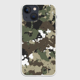 Чехол для iPhone 13 mini с принтом Камуфляж с кляксами в Петрозаводске,  |  | гранж | камуфляж | капли | милитари | паттрен | пятно | хаки