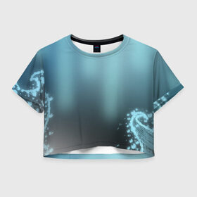 Женская футболка Crop-top 3D с принтом Водяные свечения в Петрозаводске, 100% полиэстер | круглая горловина, длина футболки до линии талии, рукава с отворотами | глубины | пузыри | свечение