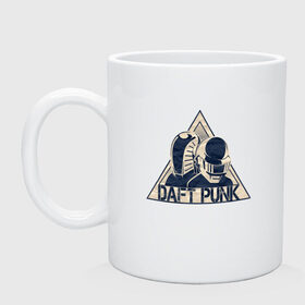 Кружка с принтом Daft Punk в Петрозаводске, керамика | объем — 330 мл, диаметр — 80 мм. Принт наносится на бока кружки, можно сделать два разных изображения | Тематика изображения на принте: daft punk | лого | музыка | музыкальный дуэт.