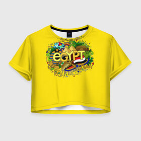 Женская футболка Crop-top 3D с принтом Египет в Петрозаводске, 100% полиэстер | круглая горловина, длина футболки до линии талии, рукава с отворотами | египет | египетские пирамиды | жаркие страны | пирамиды | туризм | фараоны.