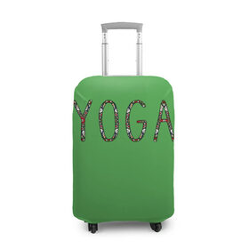 Чехол для чемодана 3D с принтом Йога в Петрозаводске, 86% полиэфир, 14% спандекс | двустороннее нанесение принта, прорези для ручек и колес | зож | иностранные надписи | йога | слова на английском языке | узоры | фитнес.