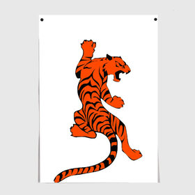 Постер с принтом тигр в Петрозаводске, 100% бумага
 | бумага, плотность 150 мг. Матовая, но за счет высокого коэффициента гладкости имеет небольшой блеск и дает на свету блики, но в отличии от глянцевой бумаги не покрыта лаком | beautiful tiger | tiger | красивый тигр | тигр