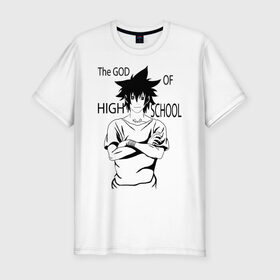 Мужская футболка хлопок Slim с принтом the god of high school в Петрозаводске, 92% хлопок, 8% лайкра | приталенный силуэт, круглый вырез ворота, длина до линии бедра, короткий рукав | 