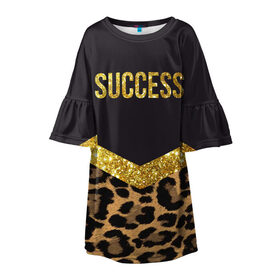 Детское платье 3D с принтом Success в Петрозаводске, 100% полиэстер | прямой силуэт, чуть расширенный к низу. Круглая горловина, на рукавах — воланы | success | swag | блеск | блестки | китч | леопард | леопардовый принт | понты | успех | успешные люди | фрик