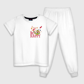 Детская пижама хлопок с принтом Be happy в Петрозаводске, 100% хлопок |  брюки и футболка прямого кроя, без карманов, на брюках мягкая резинка на поясе и по низу штанин
 | daffy | duck | looney | pig | porky | tunes | vdzajul | дак | даффи | пиг | порки