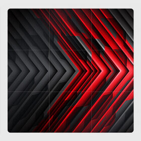 Магнитный плакат 3Х3 с принтом Абстракция черно-красный свет в Петрозаводске, Полимерный материал с магнитным слоем | 9 деталей размером 9*9 см | Тематика изображения на принте: abstrakitsiia | light | абстракция | полосы | свет | черно красный