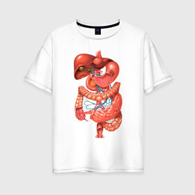 Женская футболка хлопок Oversize с принтом Органы в Петрозаводске, 100% хлопок | свободный крой, круглый ворот, спущенный рукав, длина до линии бедер
 | анатомия | биология | внутренности | легкие | органы | сердце