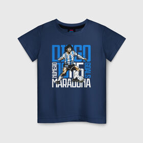 Детская футболка хлопок с принтом 10 Diego Maradona в Петрозаводске, 100% хлопок | круглый вырез горловины, полуприлегающий силуэт, длина до линии бедер | Тематика изображения на принте: 10 номер | diego | football | maradona | maradonna | арегнтина | бога | диего | марадона | марадонна | ретро | рука | сборная аргентины | футбол | футболист